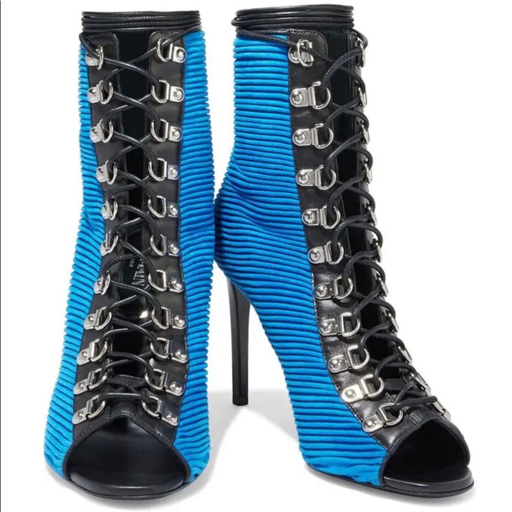 BALMAIN peep toe ankle boots